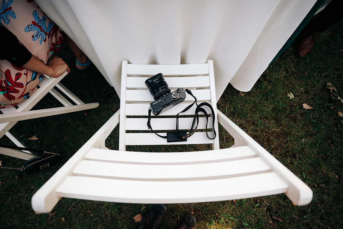 A Mirrorless camera on a deckchair